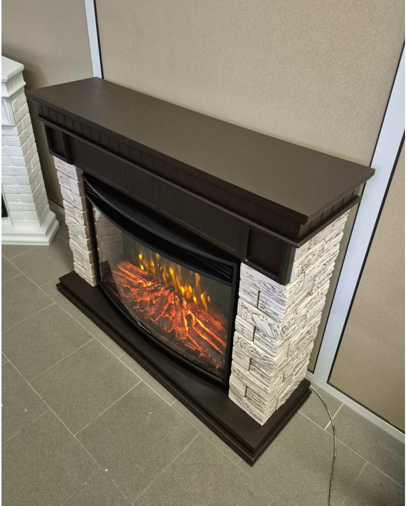 Каминокомплект "Bricks Wood 3320" тёмный дуб 