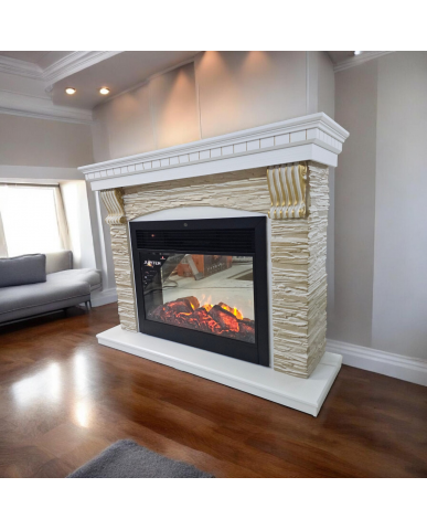 Каминокомплект "Верди Jupiter FX" , белый с золотом