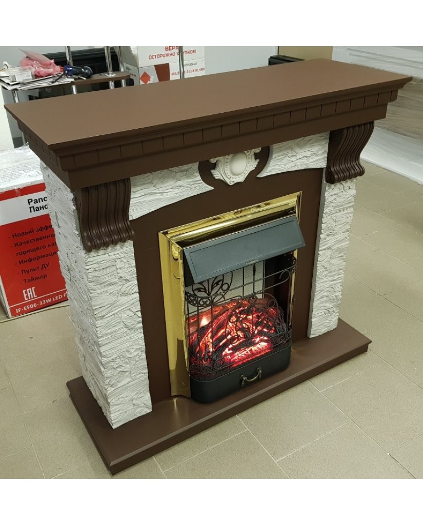 Каминокомплект "Гранд Majestic Brass", темный