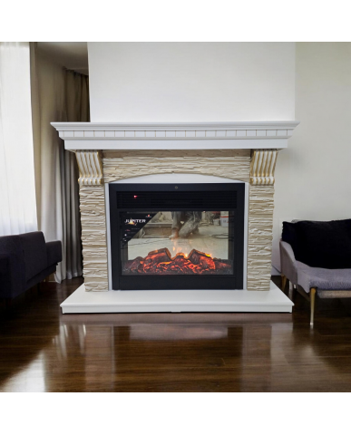 Каминокомплект "Верди Jupiter FX" , белый с золотом