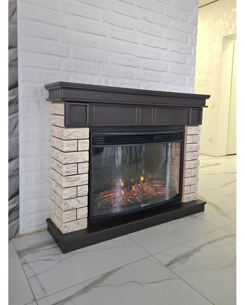 Каминокомплект "Bricks Wood 3320" тёмный дуб 