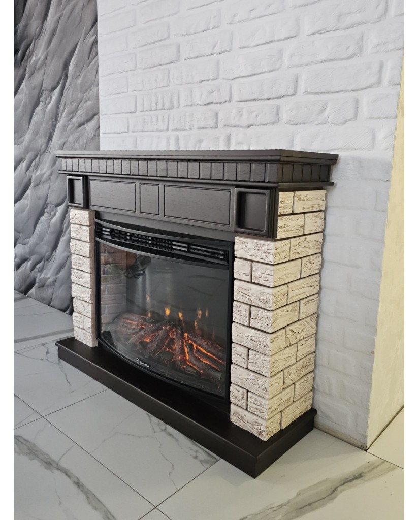 Каминокомплект "Bricks Wood 3320" тёмный дуб 