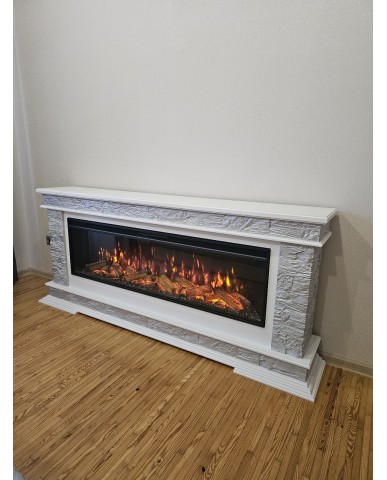 Каминокомплект "PAMIR 60 LED FX " белый с серебром