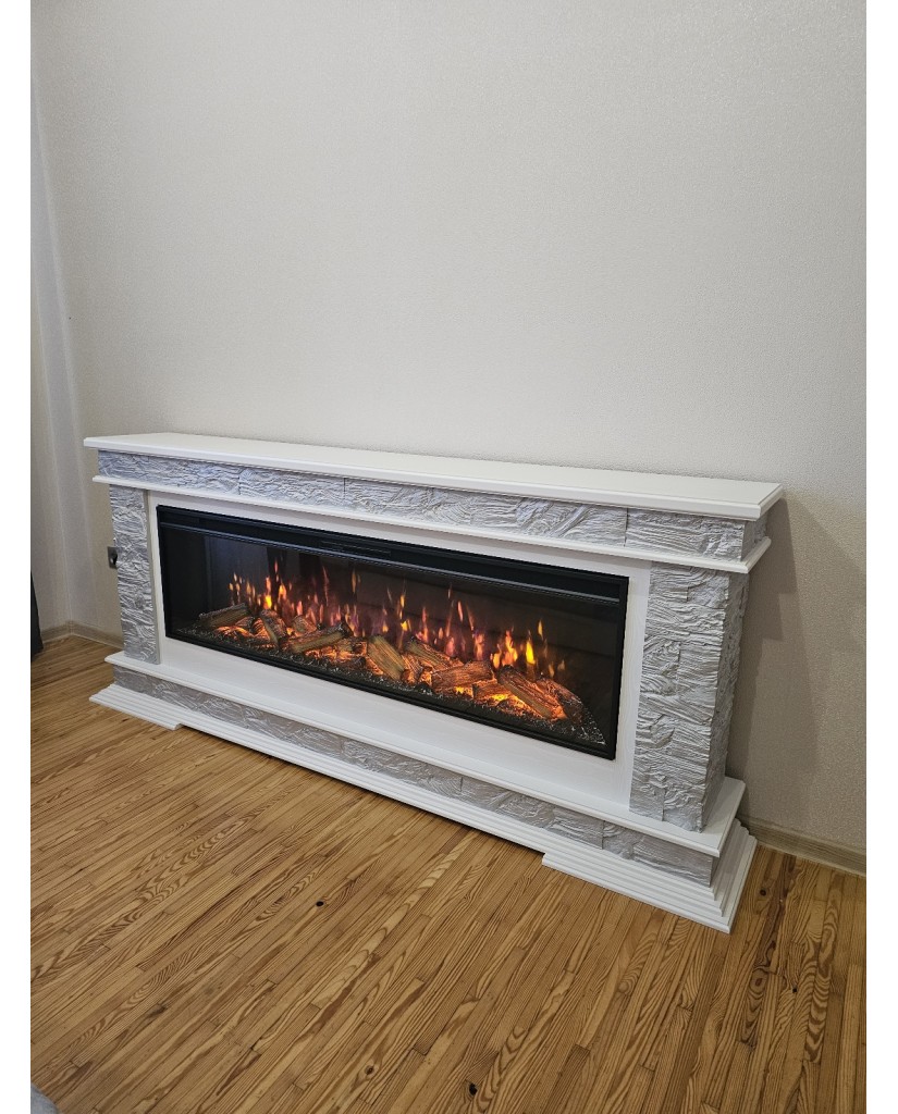 Каминокомплект "PAMIR 60 LED FX " белый с серебром