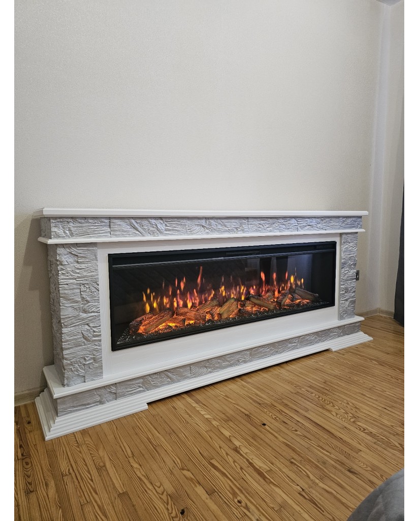 Каминокомплект "PAMIR 60 LED FX " белый с серебром