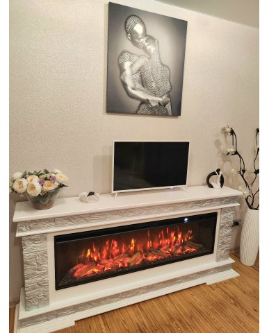 Каминокомплект "PAMIR 60 LED FX " белый с серебром