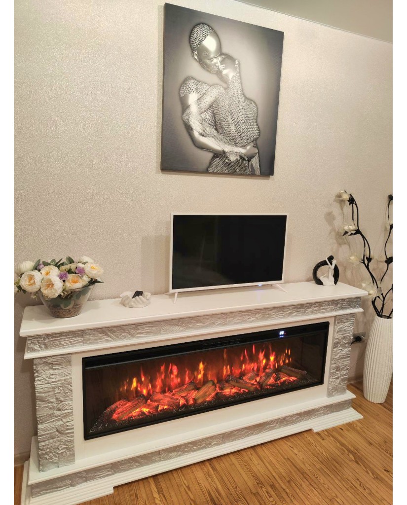 Каминокомплект "PAMIR 60 LED FX " белый с серебром