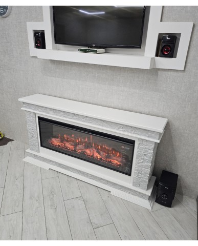 Каминокомплект "PAMIR 50 LED FX " белый с серебром