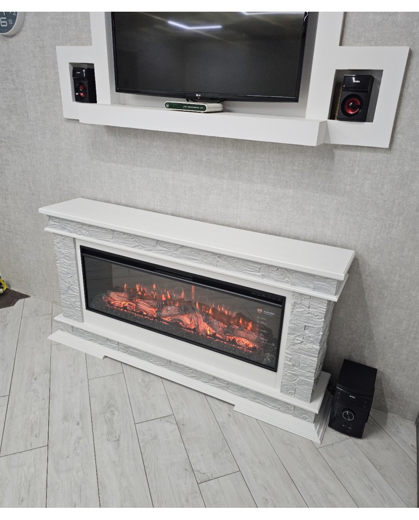 Каминокомплект "PAMIR 50 LED FX " белый с серебром