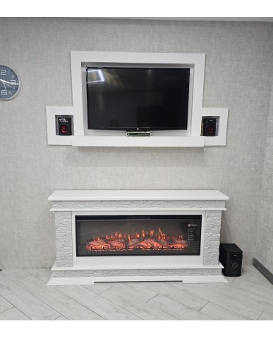 Каминокомплект "PAMIR 50 LED FX " белый с серебром