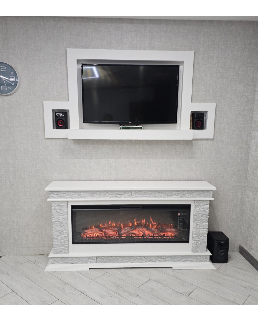 Каминокомплект "PAMIR 50 LED FX " белый с серебром