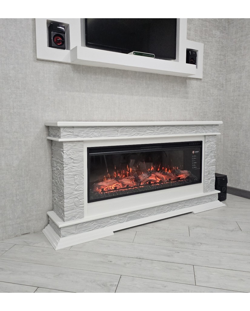 Каминокомплект "PAMIR 50 LED FX " белый с серебром