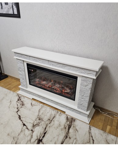 Каминокомплект "PAMIR F40 LED FX " белый с серебром