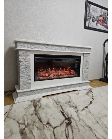 Каминокомплект "PAMIR F40 LED FX " белый с серебром