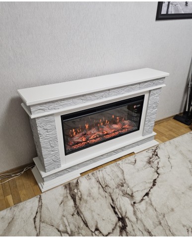 Каминокомплект "PAMIR F40 LED FX " белый с серебром